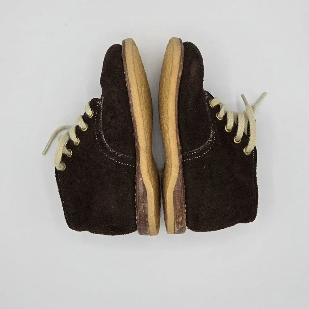 Vtg Kalisteniks Brown Lace Up Suede Toddler‎ Shoes  4 1/2 D